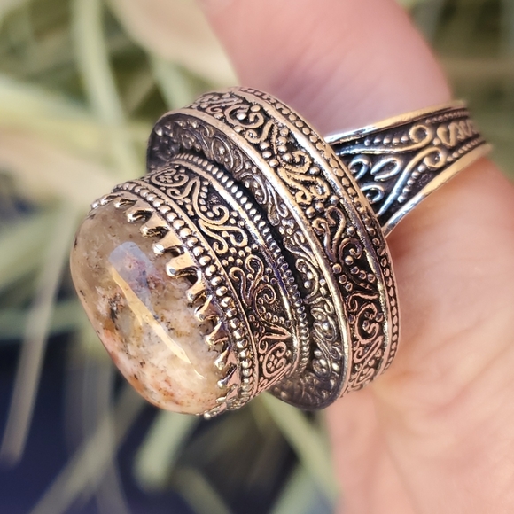 New Dendritic Opal 925 Silver Statement Ring. - Picture 2 of 16